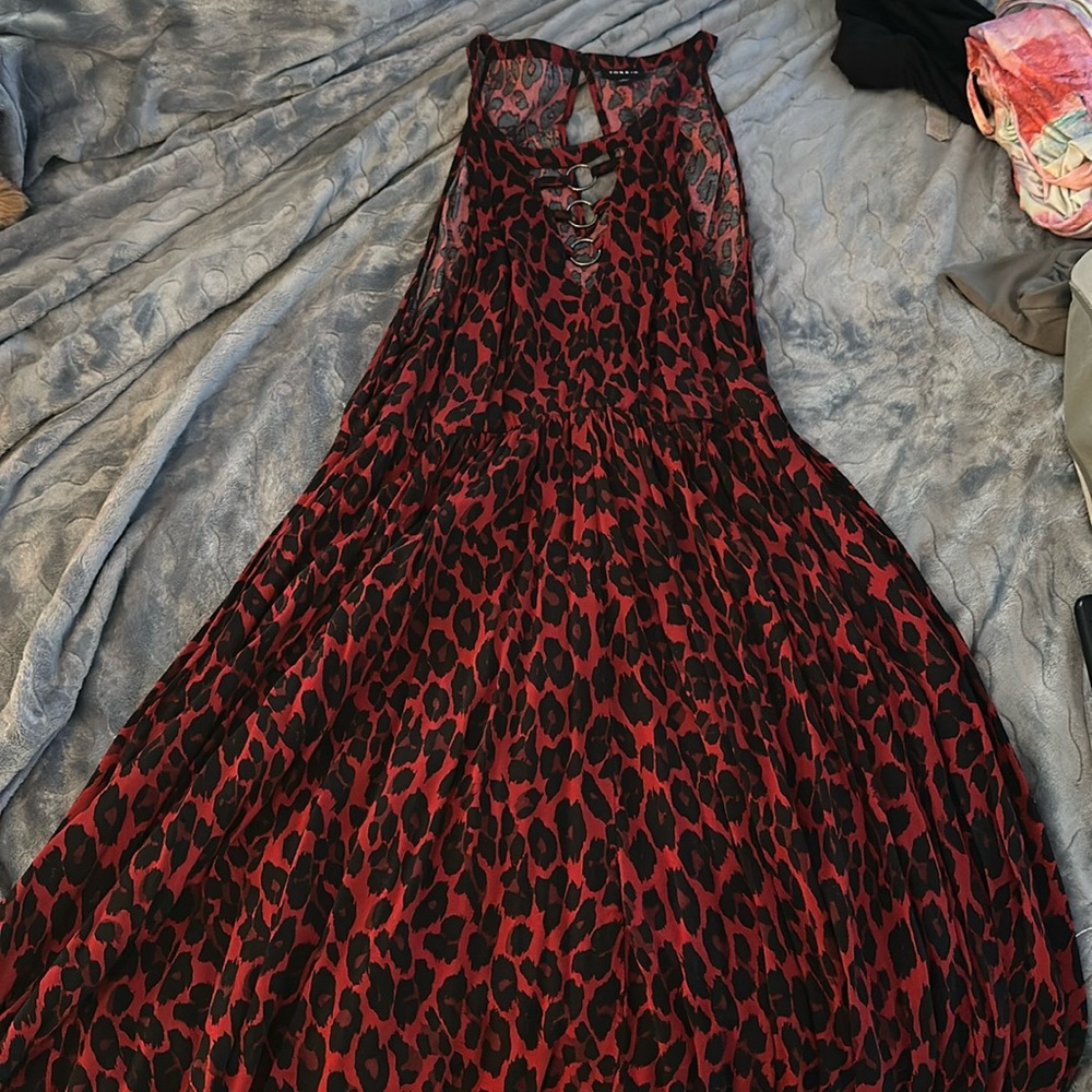 Red leopard print dress